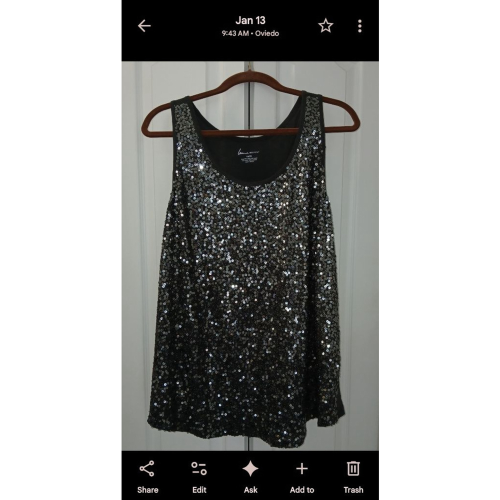 Women's Lane Bryant Grey Silver Sequin Tank Top Plus Size 18/20